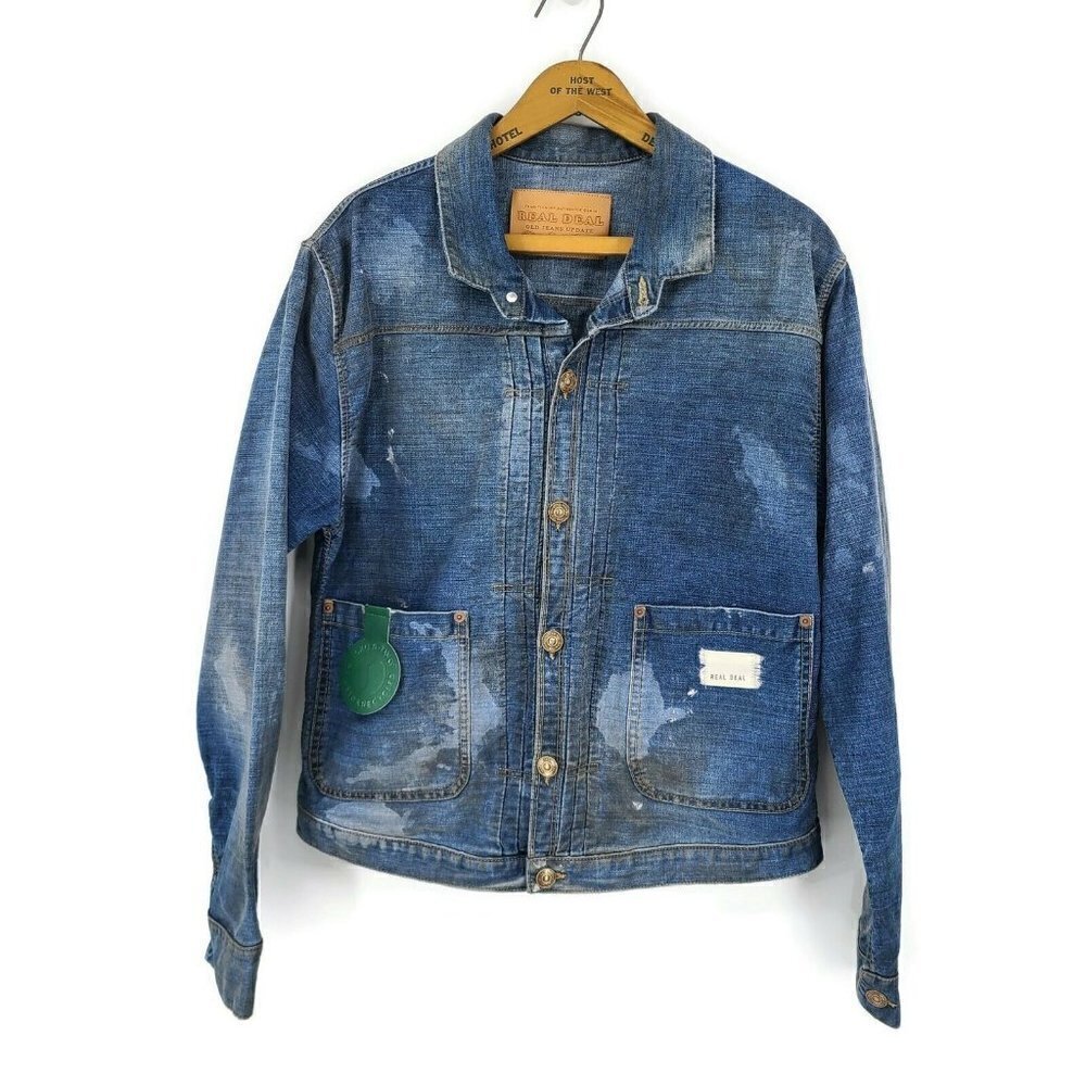 New ISKO Real Deal Denim Jean Chore Jacket Mens M? Button Front